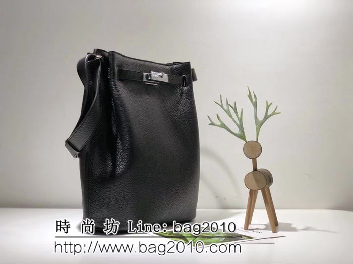 愛馬仕Hermess so kelly 原版荔枝紋水桶包 單肩斜挎包 0AM1300